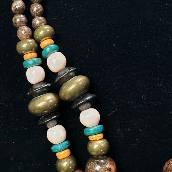 Beaded Necklace with Swirl Pendant Maximalism Architectural Chunky Boho Indie - Picture 7 of 9